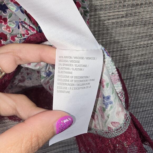 Logo Lori Goldstein Tunic Top Womens 2XL Floral Super Soft Lace Hem Stretch Boho - Picture 5 of 11